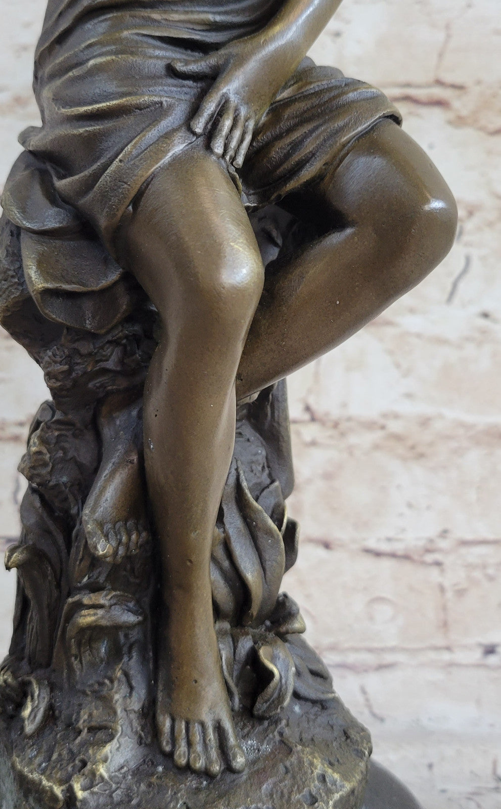 SIGNED: Moreau, BRONZE STATUE FEMALE NUDE ANGEL ART DECOR MARBLE FIGURINE LARGE