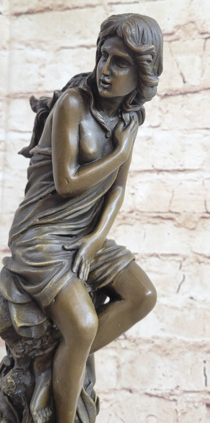 SIGNED: Moreau, BRONZE STATUE FEMALE NUDE ANGEL ART DECOR MARBLE FIGURINE LARGE