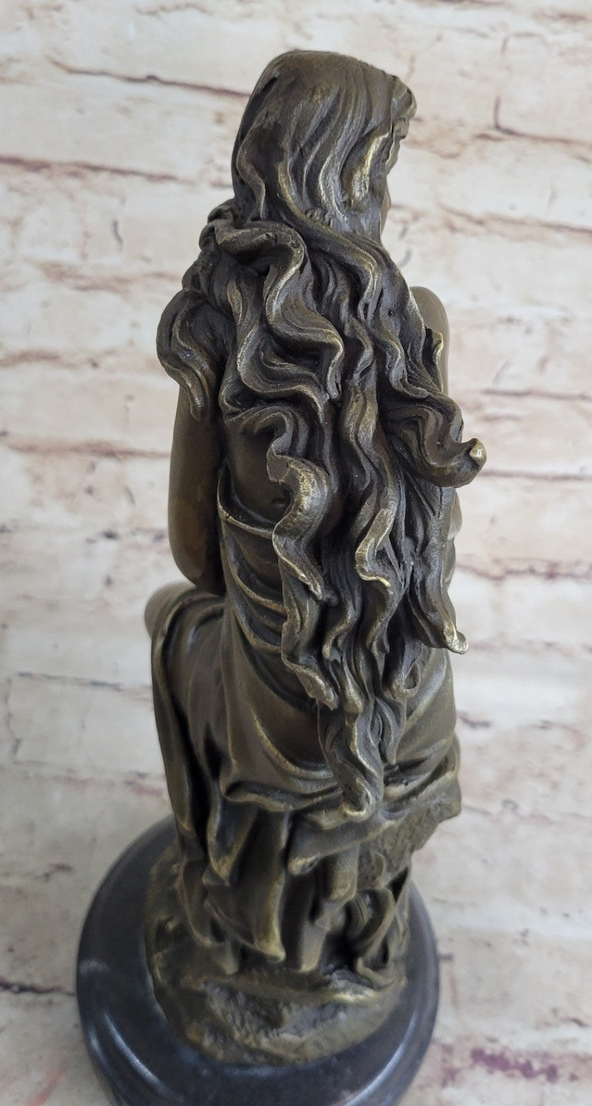 SIGNED: Moreau, BRONZE STATUE FEMALE NUDE ANGEL ART DECOR MARBLE FIGURINE LARGE