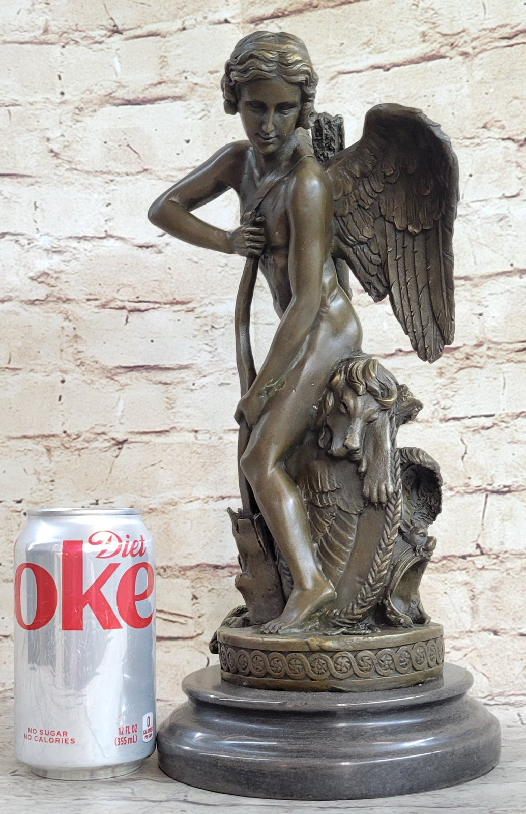 Cupid Romantic Lovers Bronze Wedding Anniversary Bronze Signed Sculpture Statue