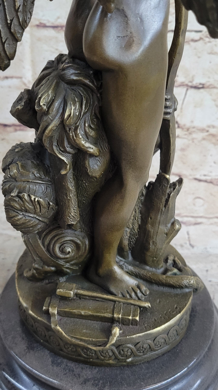 Cupid Romantic Lovers Bronze Wedding Anniversary Bronze Signed Sculpture Statue