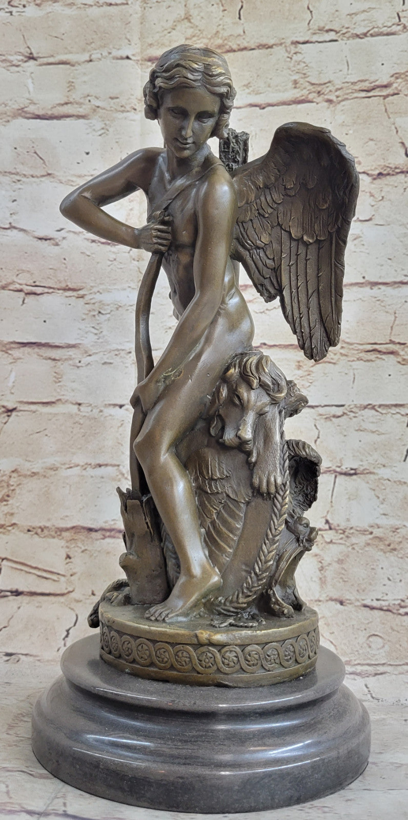 Cupid Romantic Lovers Bronze Wedding Anniversary Bronze Signed Sculpture Statue