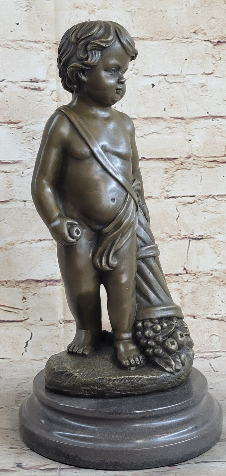 Cute Boy Signed Artwork by French artist Moreau Bronze Sculpture Figurine