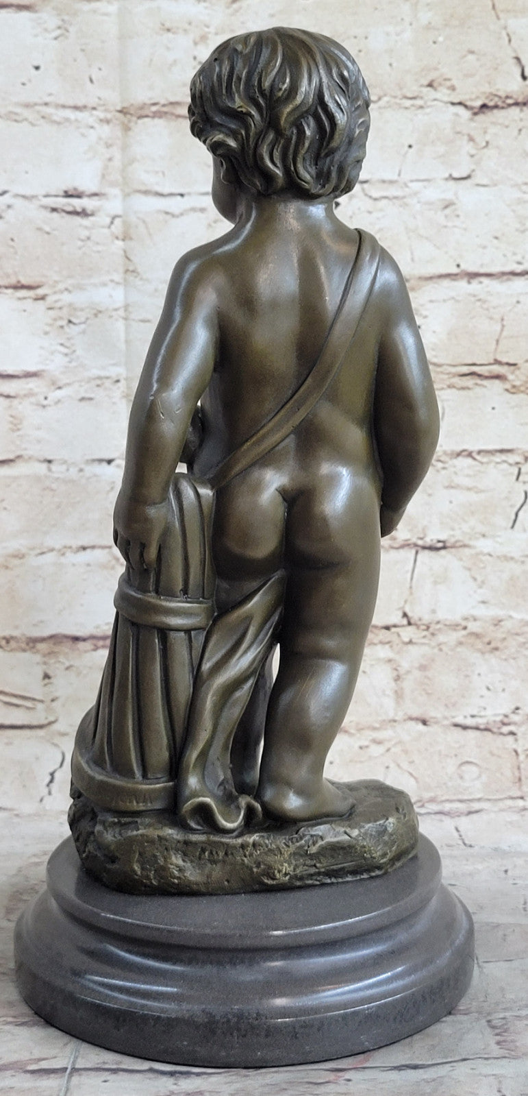 Cute Boy Signed Artwork by French artist Moreau Bronze Sculpture Figurine