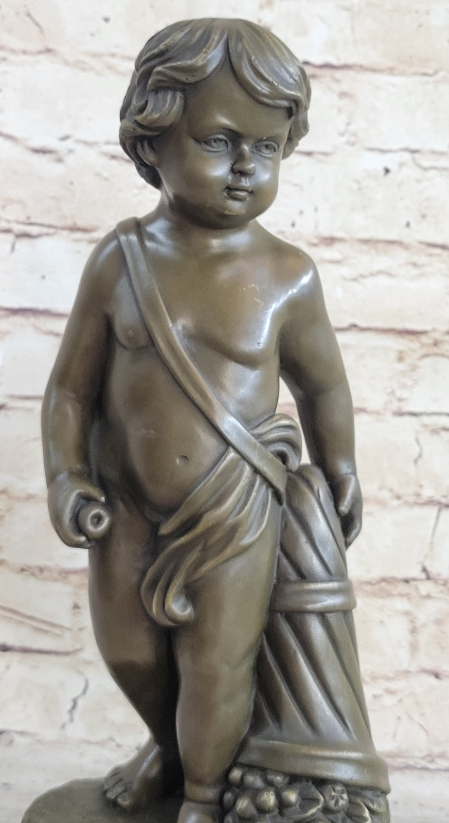 Cute Boy Signed Artwork by French artist Moreau Bronze Sculpture Figurine