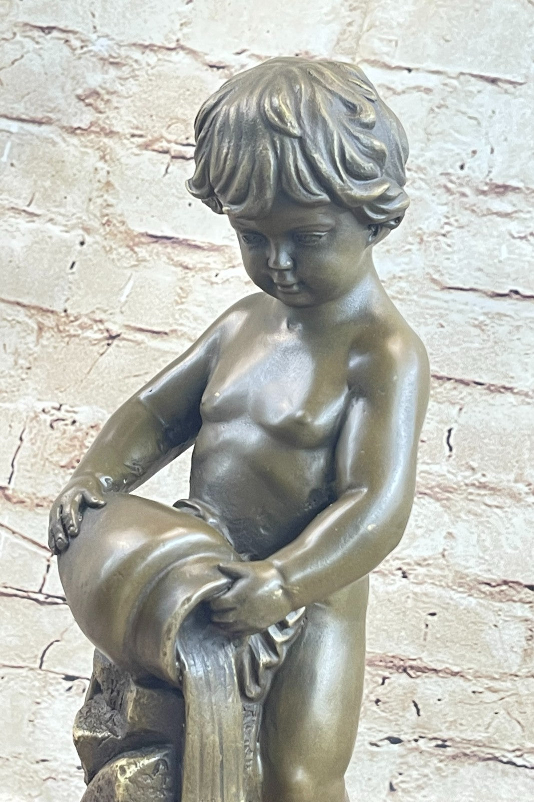 Vintage Real Bronze European Trophy Statue Boy Sculpture by Milo