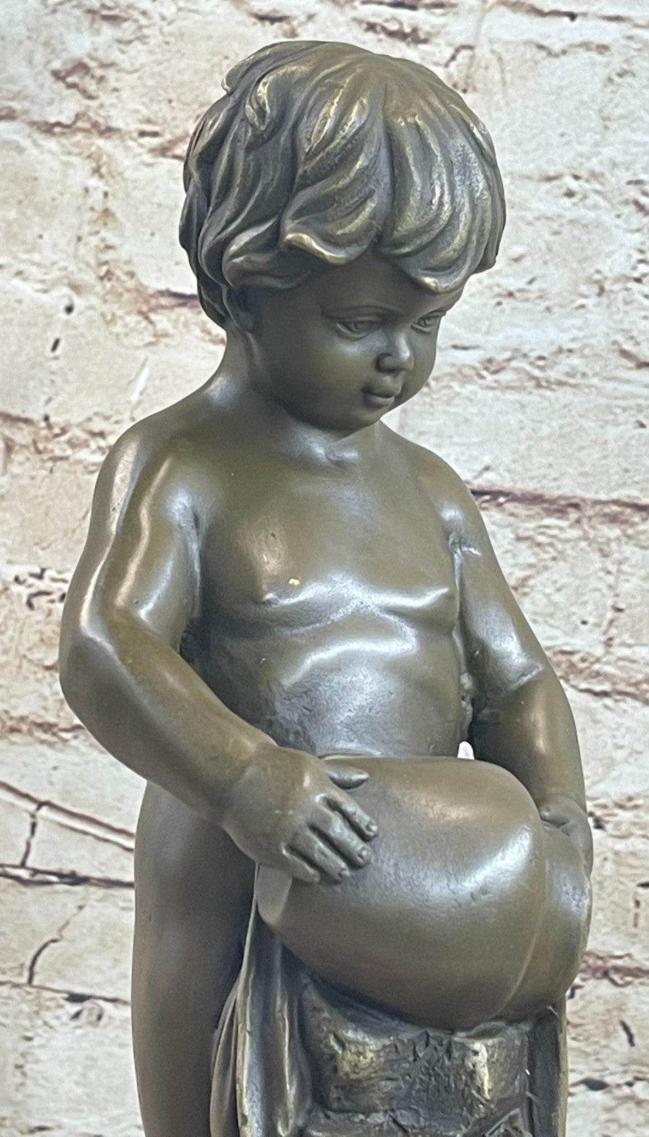 Vintage Real Bronze European Trophy Statue Boy Sculpture by Milo