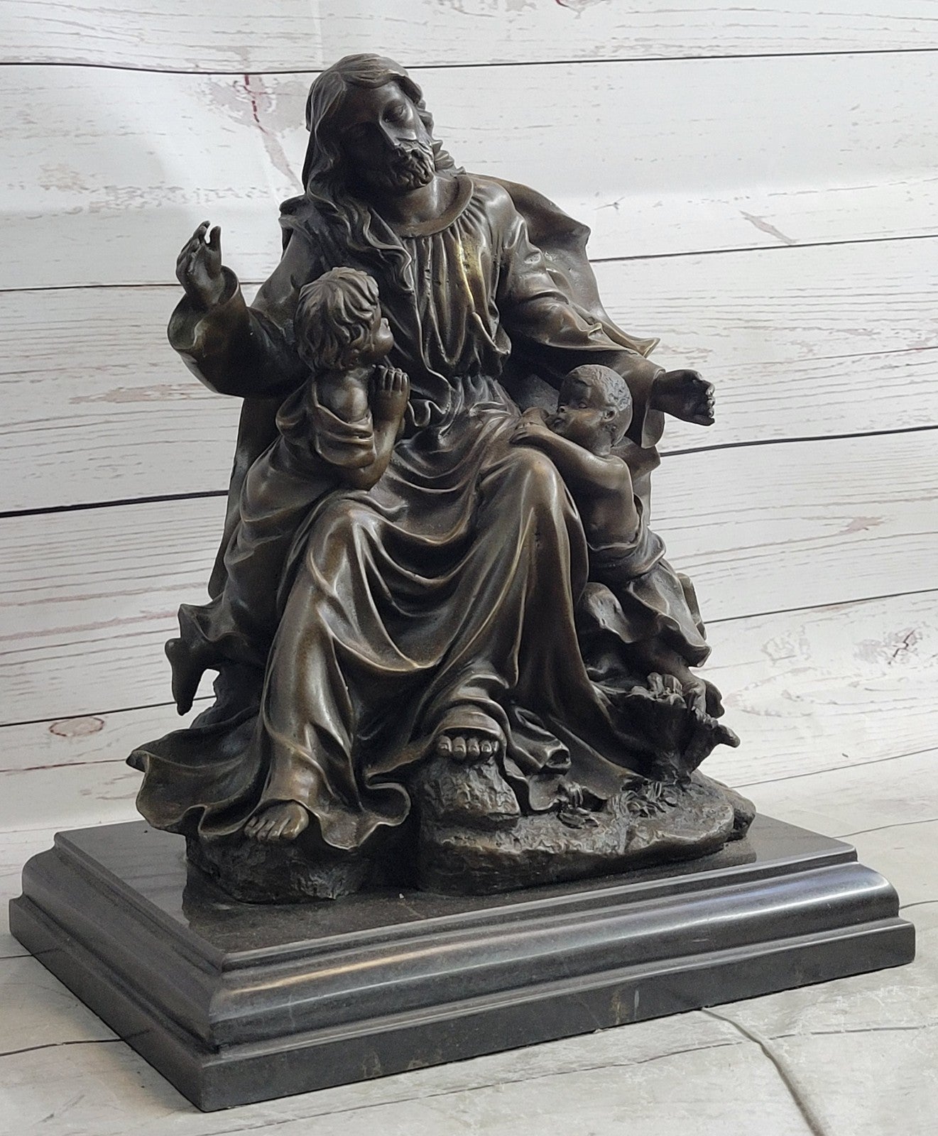 Collectible Bronze DEAL Signed Real Valli Religious Jesus Teaching art decorativ