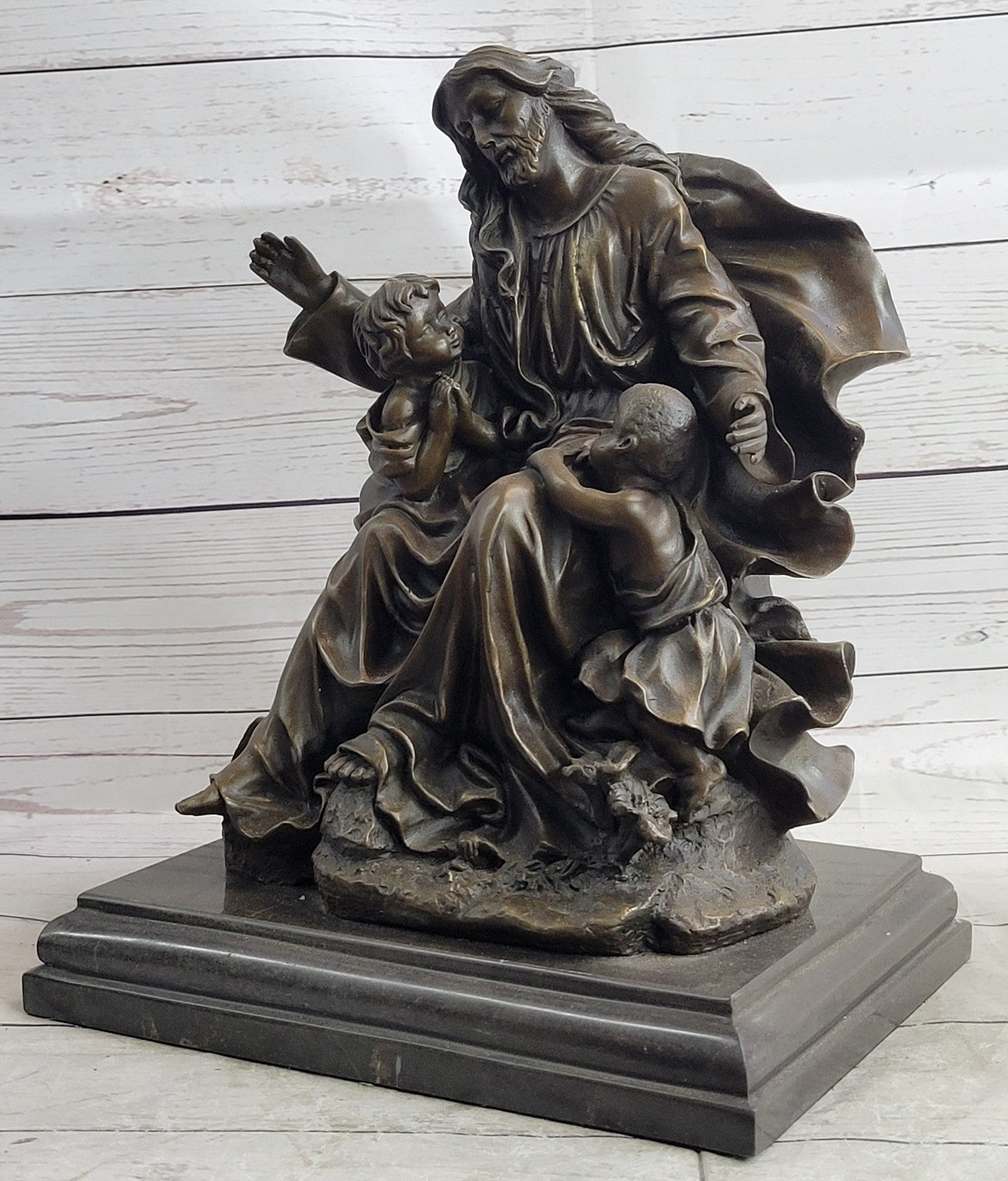 Collectible Bronze DEAL Signed Real Valli Religious Jesus Teaching art decorativ