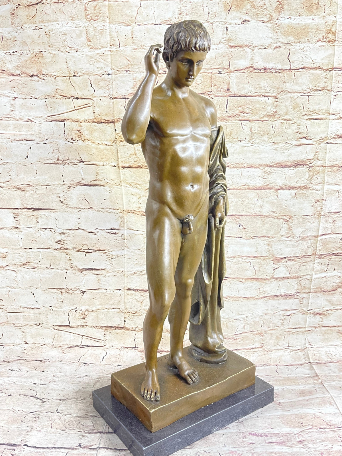 Nude Young Man Male David Bronze Marble Statue Sculpture Figurine Hot Cast Decor