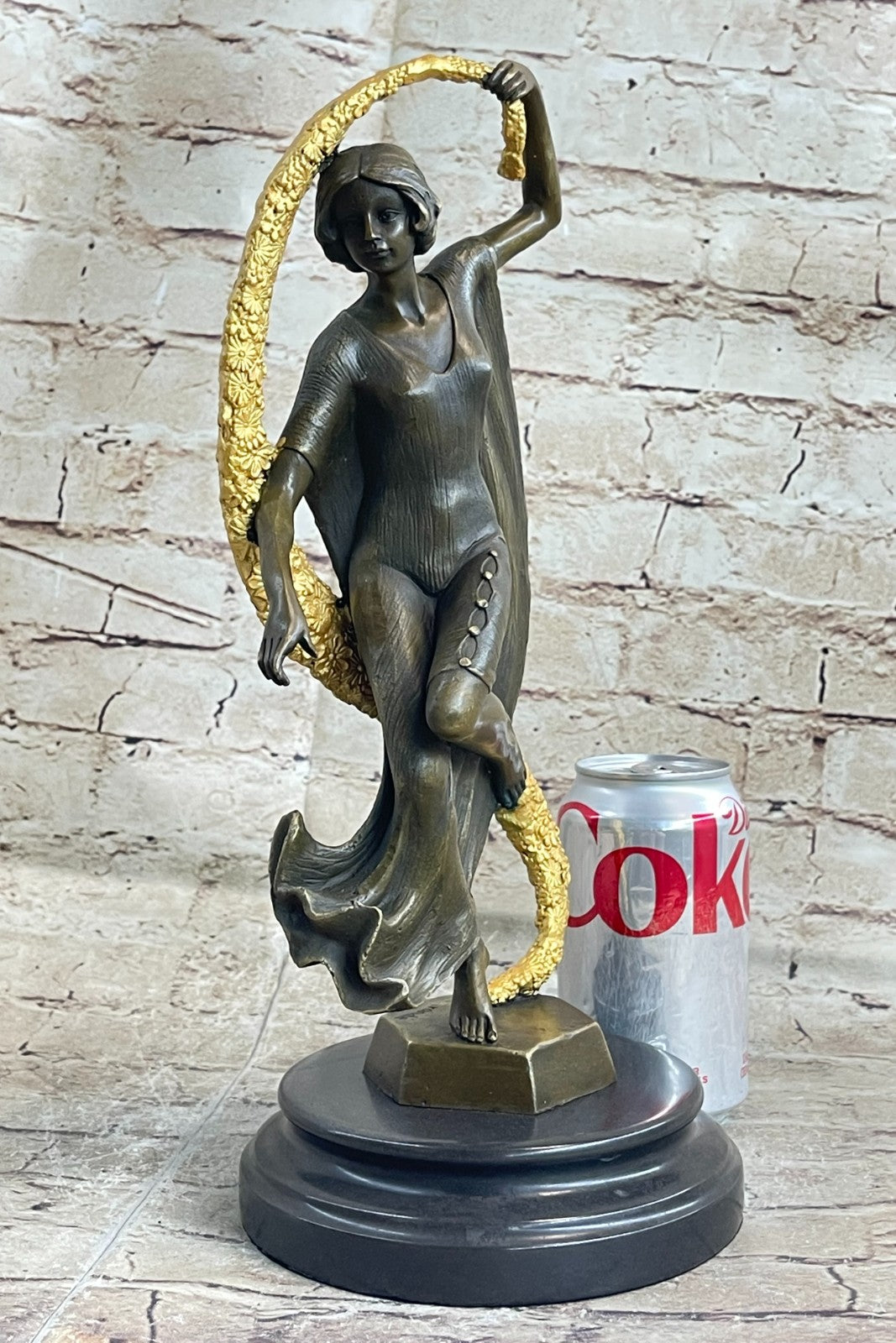 Art Deco Shawl Dancer Bronze Sculpture Marble Statue Figurine Fast Shipping!!