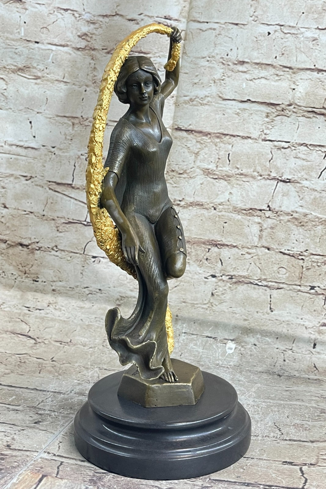 Art Deco Shawl Dancer Bronze Sculpture Marble Statue Figurine Fast Shipping!!