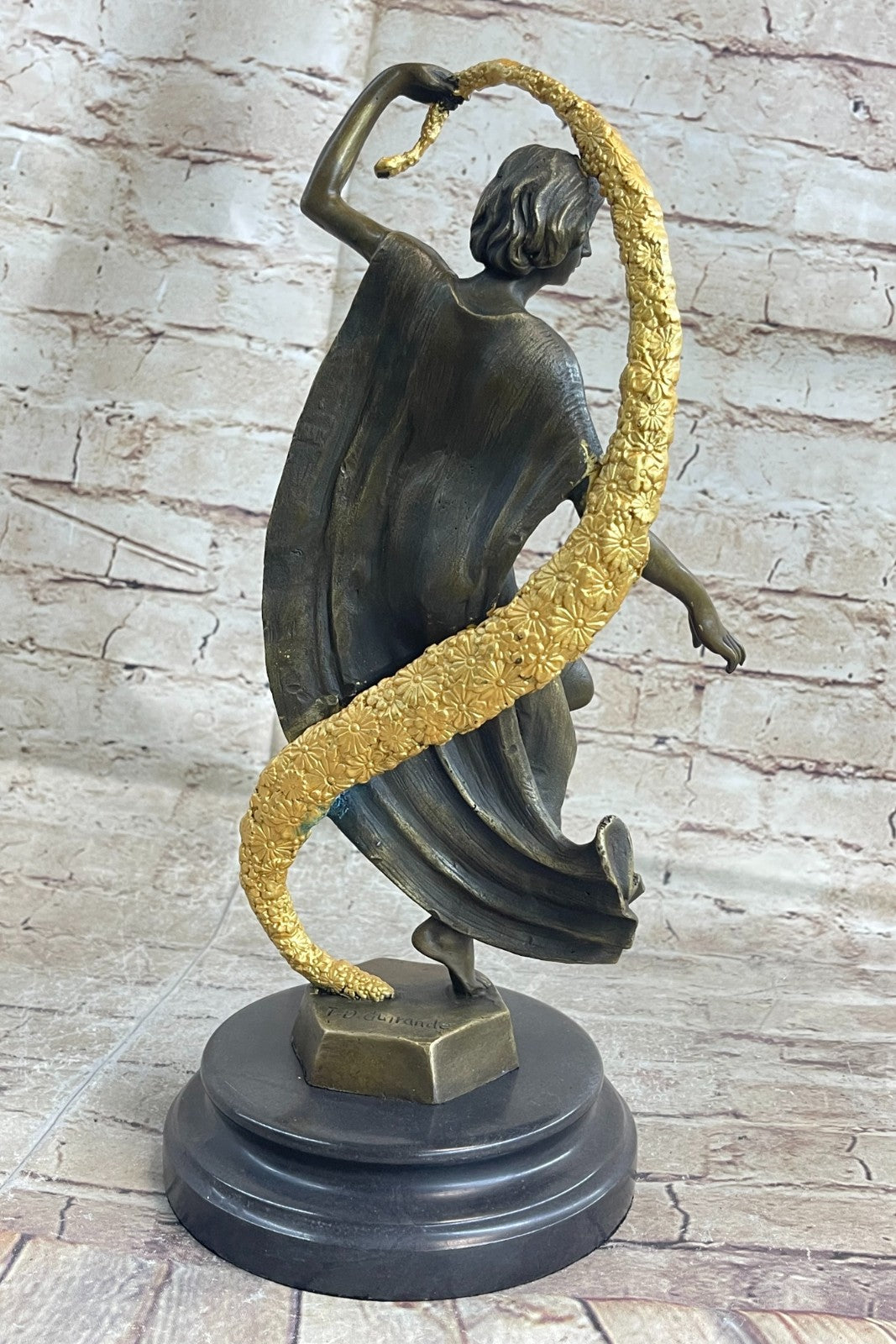Art Deco Shawl Dancer Bronze Sculpture Marble Statue Figurine Fast Shipping!!
