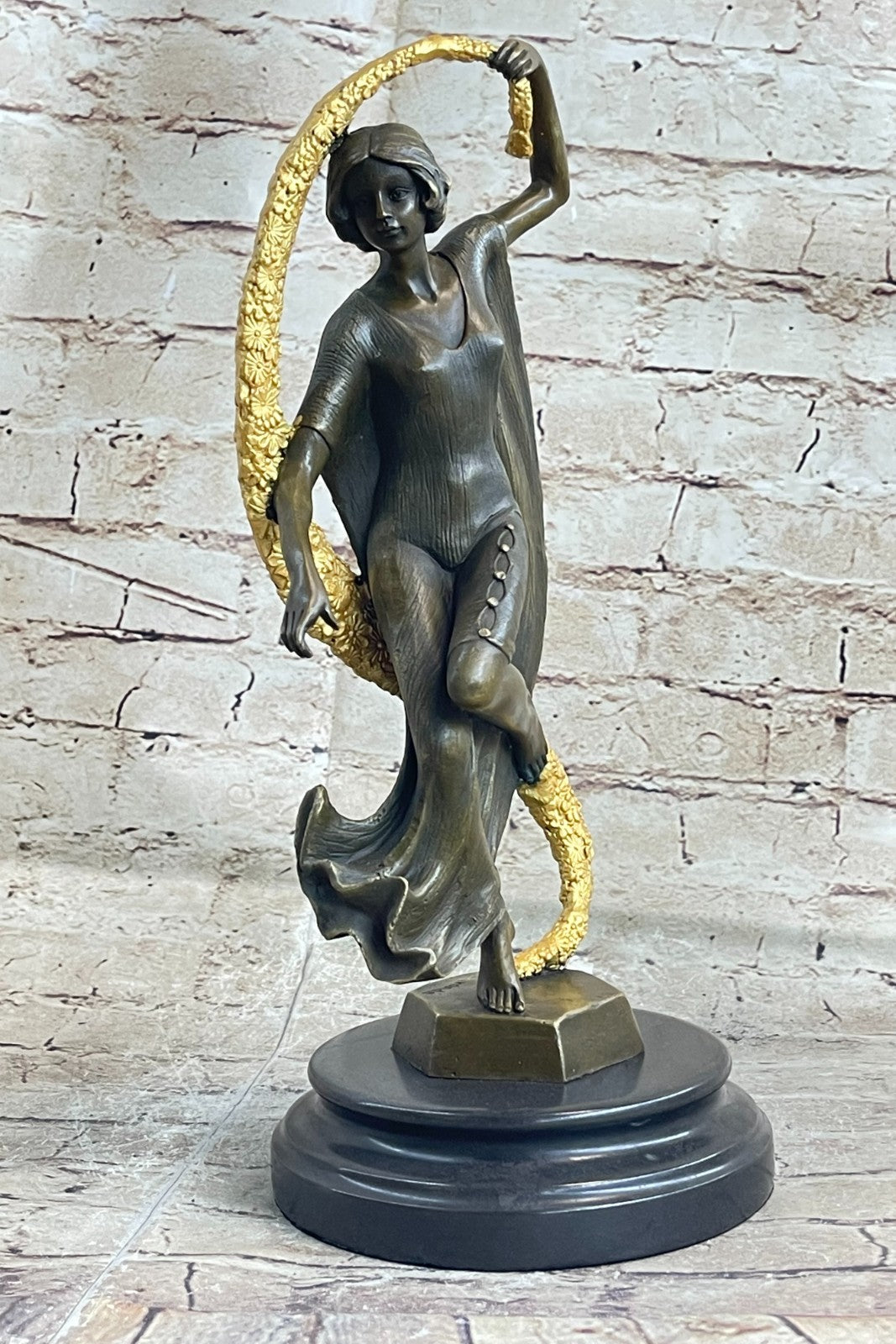 Art Deco Shawl Dancer Bronze Sculpture Marble Statue Figurine Fast Shipping!!