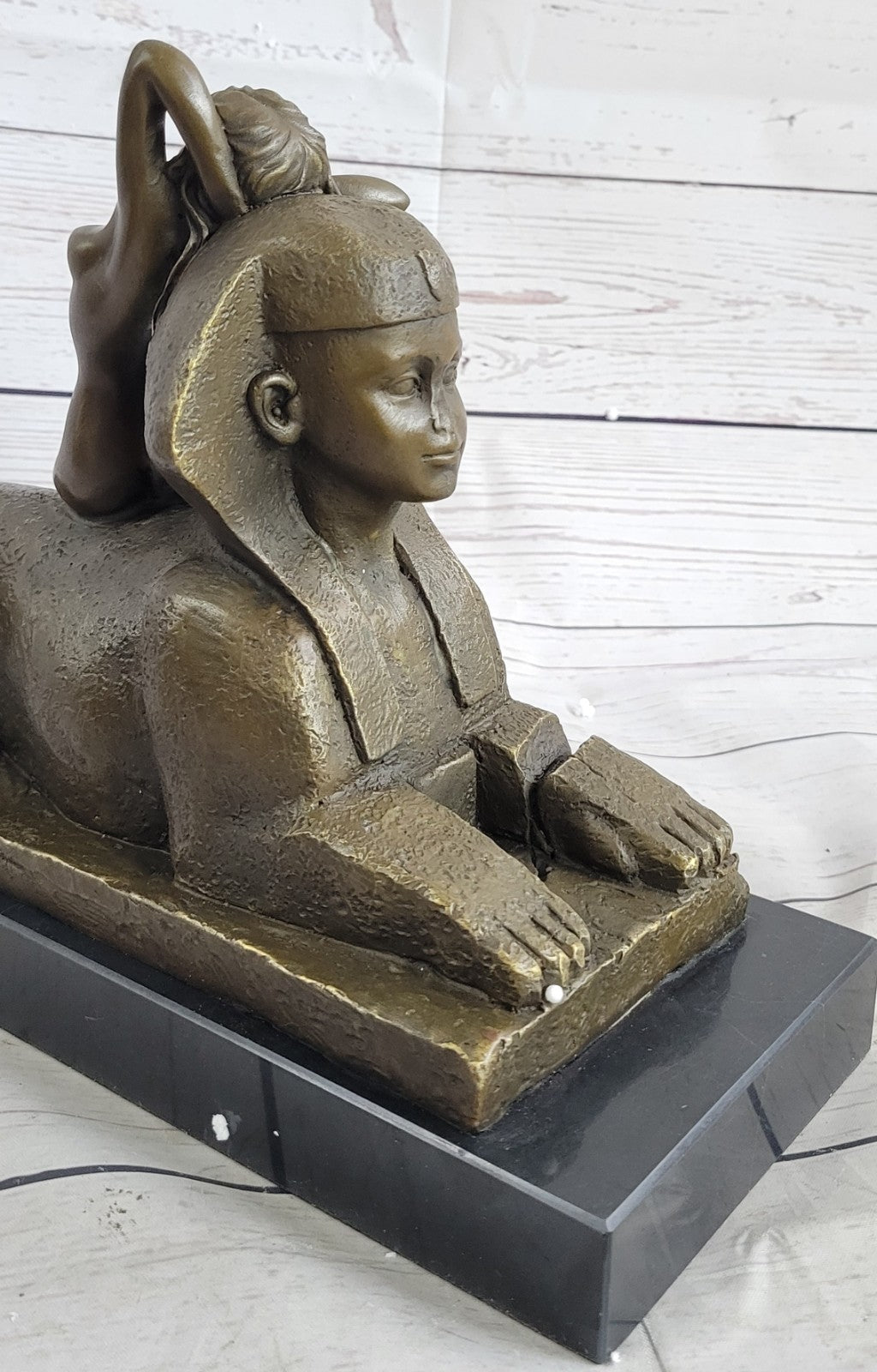 Egyptian Lion with Nude Nymph Bronze Sculpture Marble Statue Home Decoration