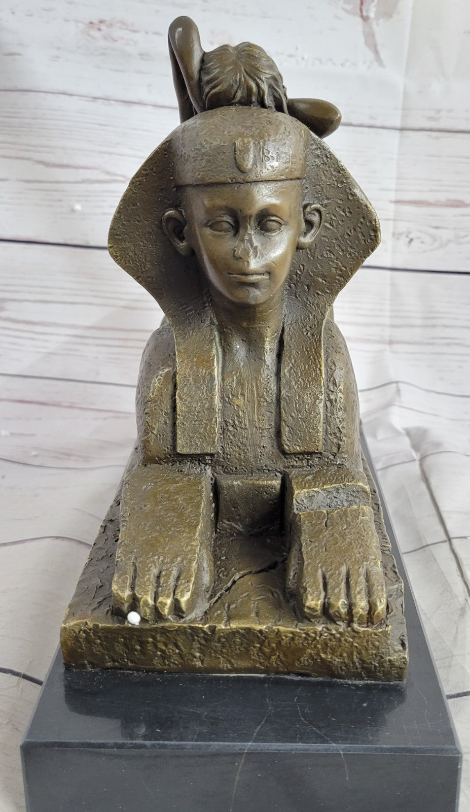 Egyptian Lion with Nude Nymph Bronze Sculpture Marble Statue Home Decoration