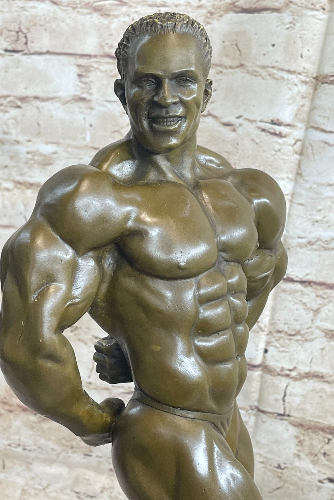 Art Deco Black Bodybuilder Bronze Sculpture Marble Base Figurine Figure Decorative