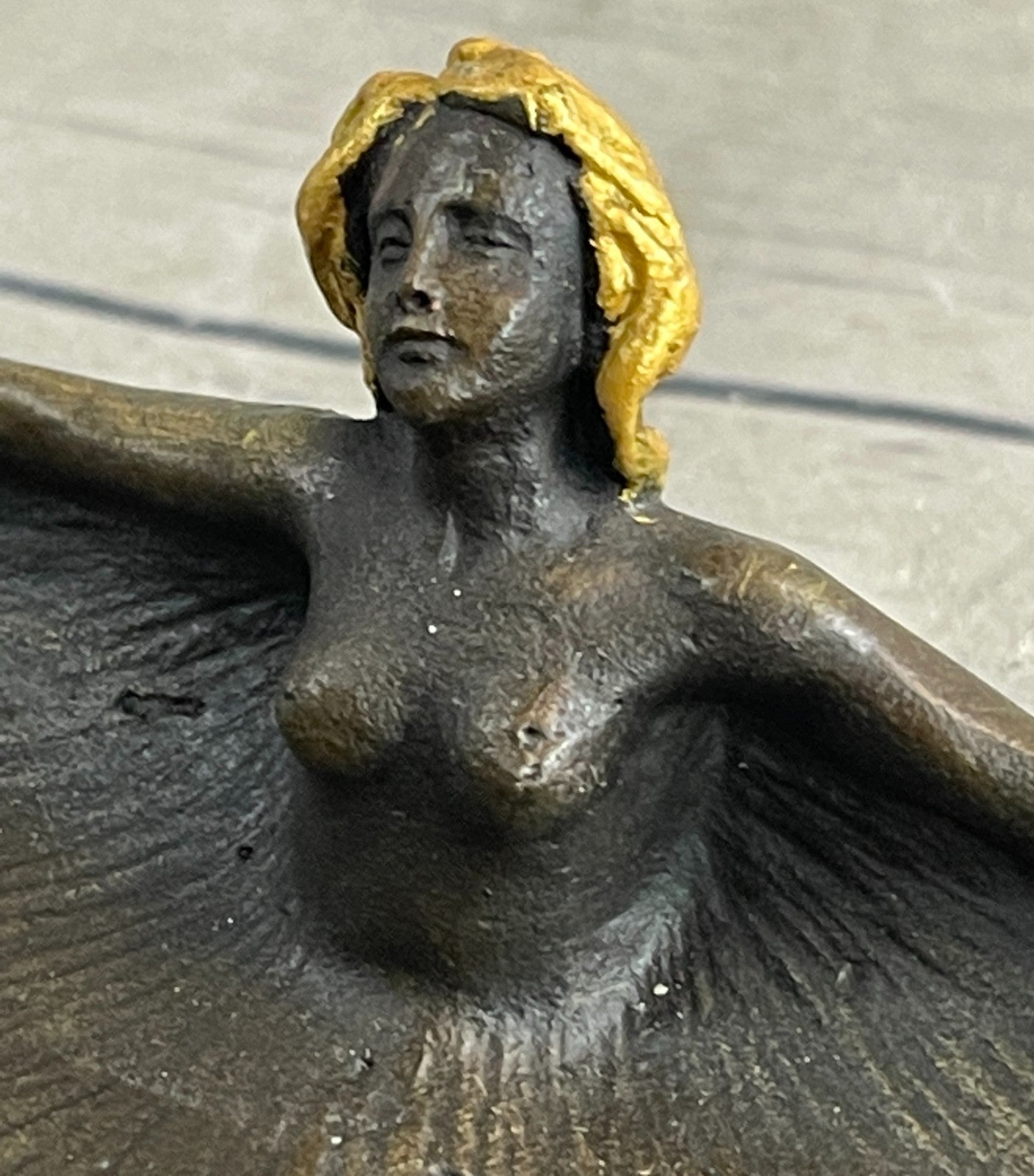 Handmade Gilt Soap Dish Jewelry Tray Bronze Sculpture Figurine by Rubin Fine Art