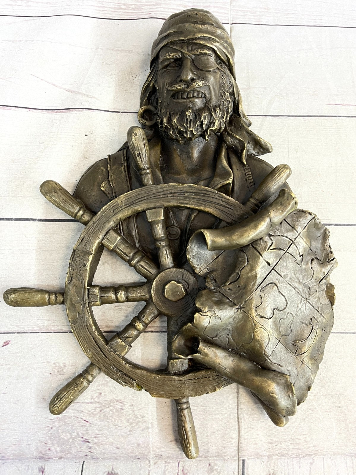 Handcrafted bronze sculpture SALE Pirate Ship Mount Wall B.Wood Original Signd