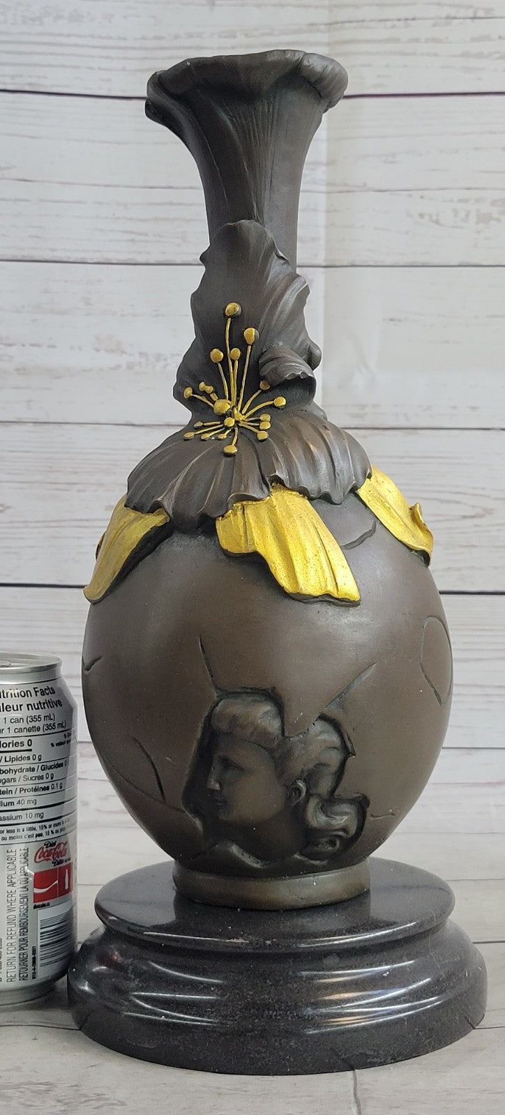 Gilt Bronze Gorgeous Woman Sculpture Vase Perfect Christmas Gift Xmas Statue