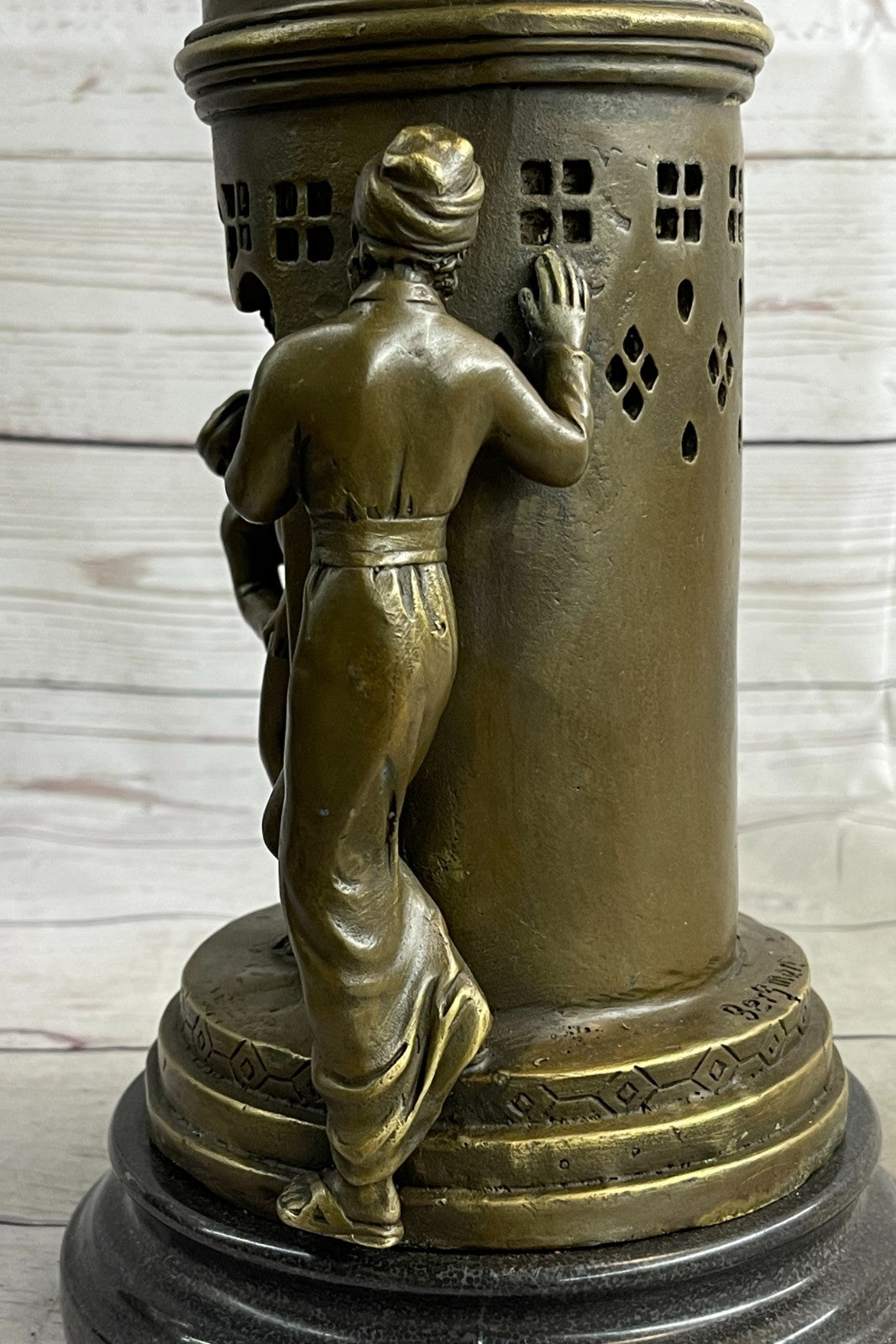 Franz Bergman Bronze Sculpture – Detailed Slave Master with Nude Girl Classic Artwork