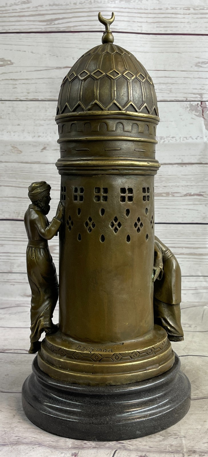 Franz Bergman Bronze Sculpture – Detailed Slave Master with Nude Girl Classic Artwork