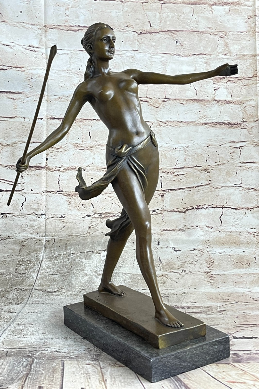 Leger Diana Huntress Art Deco Bronze Female Figure Spear Nude 1920s Style