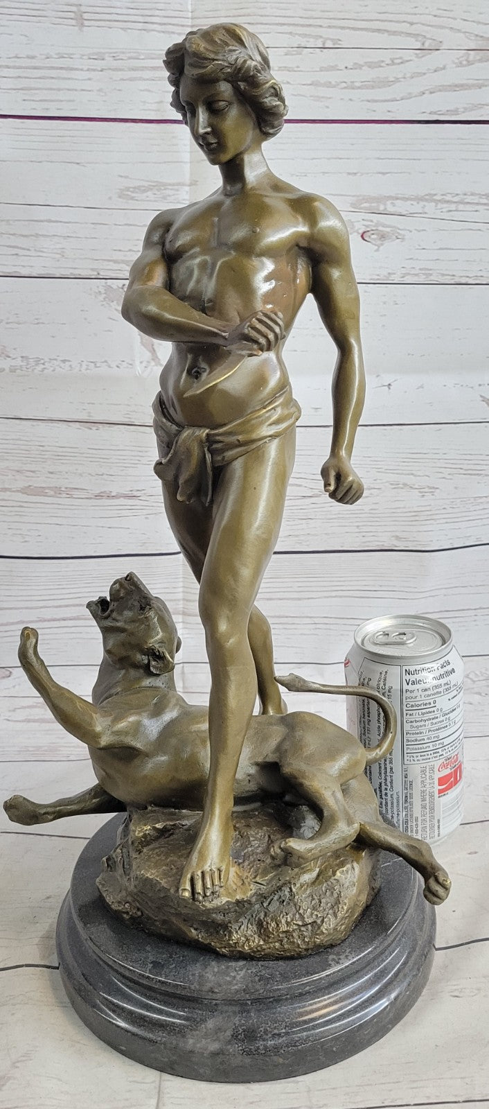 Buy Bronze Sculpture “Tarzan Fighting Cougar” – Hot Cast Classic Nude Artwork by Loys Potet