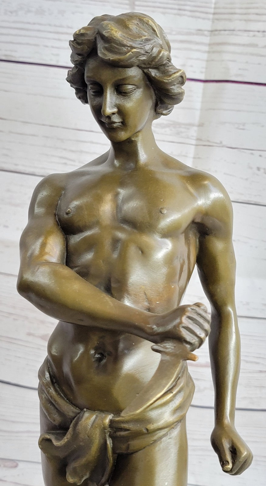 Buy Bronze Sculpture “Tarzan Fighting Cougar” – Hot Cast Classic Nude Artwork by Loys Potet
