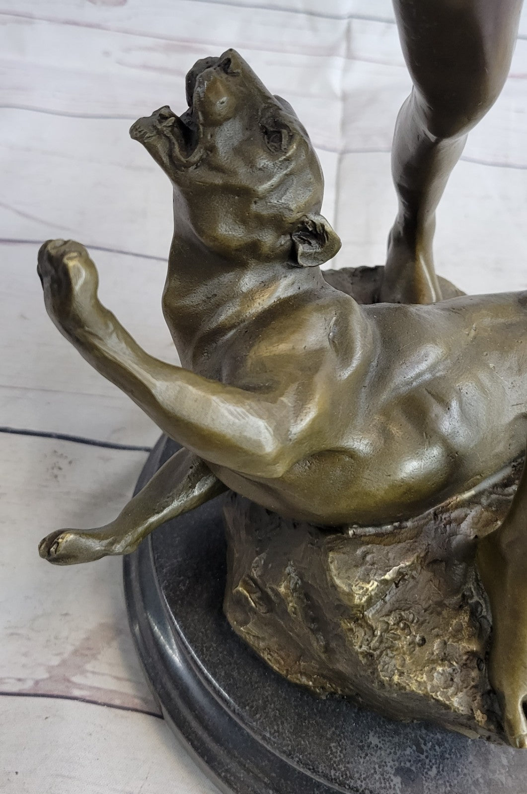 Buy Bronze Sculpture “Tarzan Fighting Cougar” – Hot Cast Classic Nude Artwork by Loys Potet