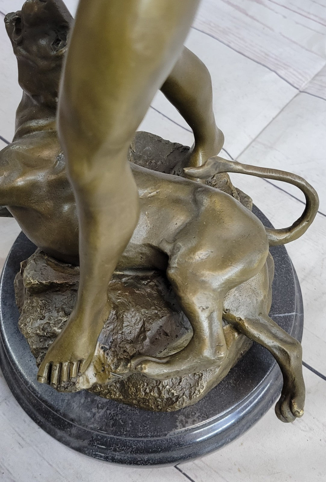 Buy Bronze Sculpture “Tarzan Fighting Cougar” – Hot Cast Classic Nude Artwork by Loys Potet