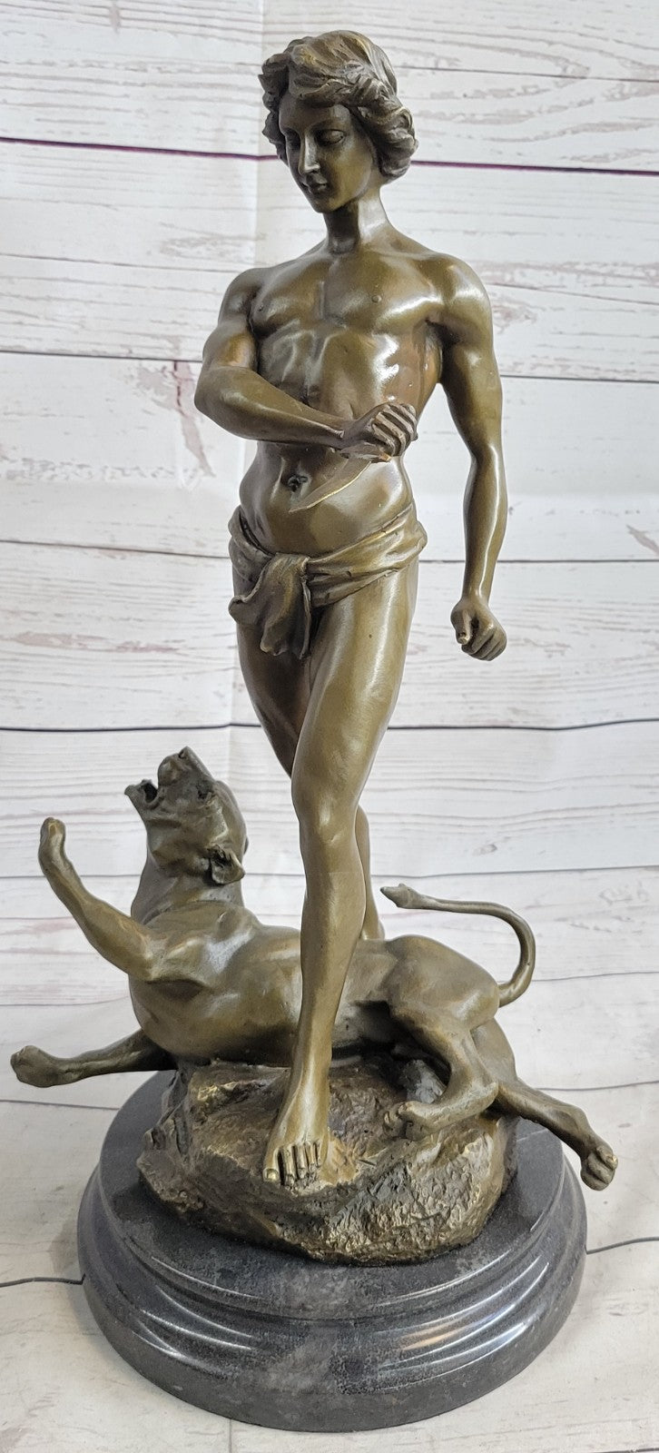 Bronze Sculpture Nude Tarzan Fighting Cougar Hot Cast Classic Artwork Sale