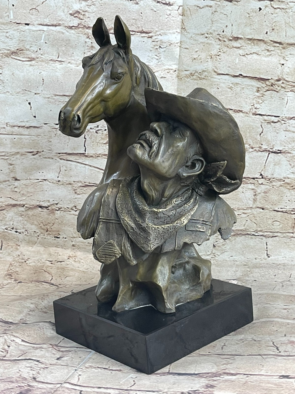 Original 100% Bronze Cowboy Stallion Horse Sculpture Signed Western Artwork