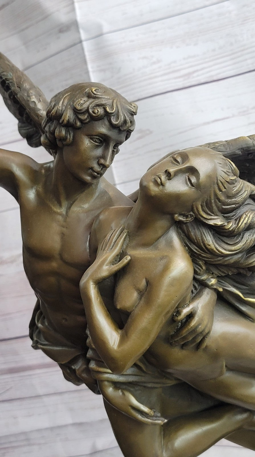 Winged Lovers Angels Cupid Psyche Eros Aphrodite Venus Bronze Marble Statue Art