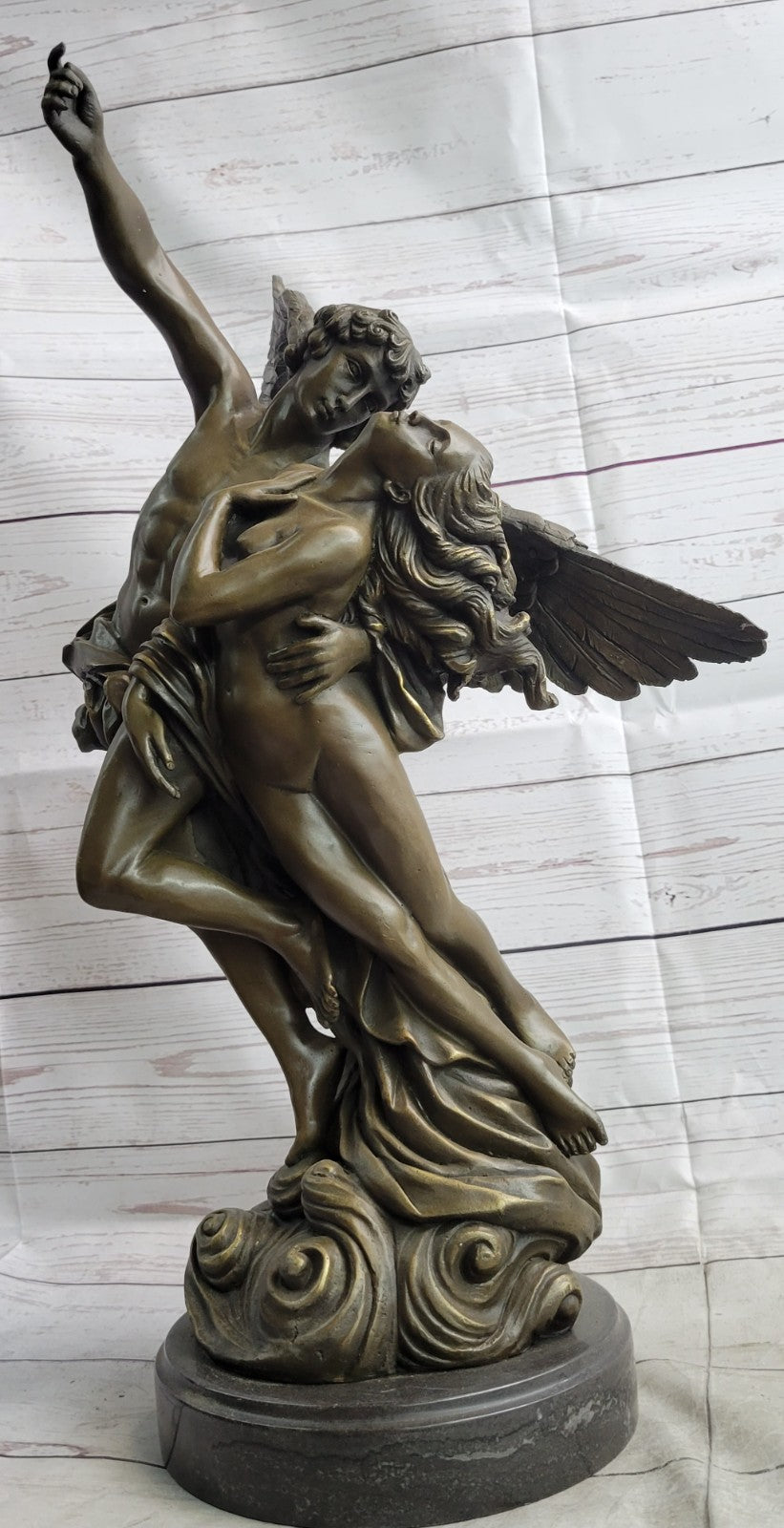 Winged Lovers Angels Cupid Psyche Eros Aphrodite Venus Bronze Marble Statue Art