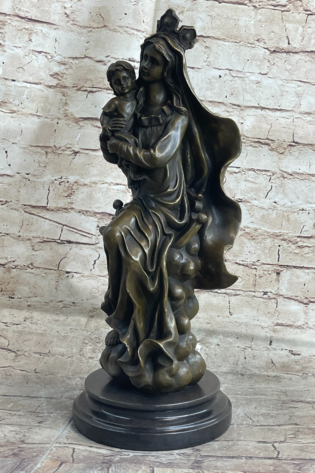 Original Signed Valli Madonna And Baby Jesus Bronze Sculpture Statue Figure NR