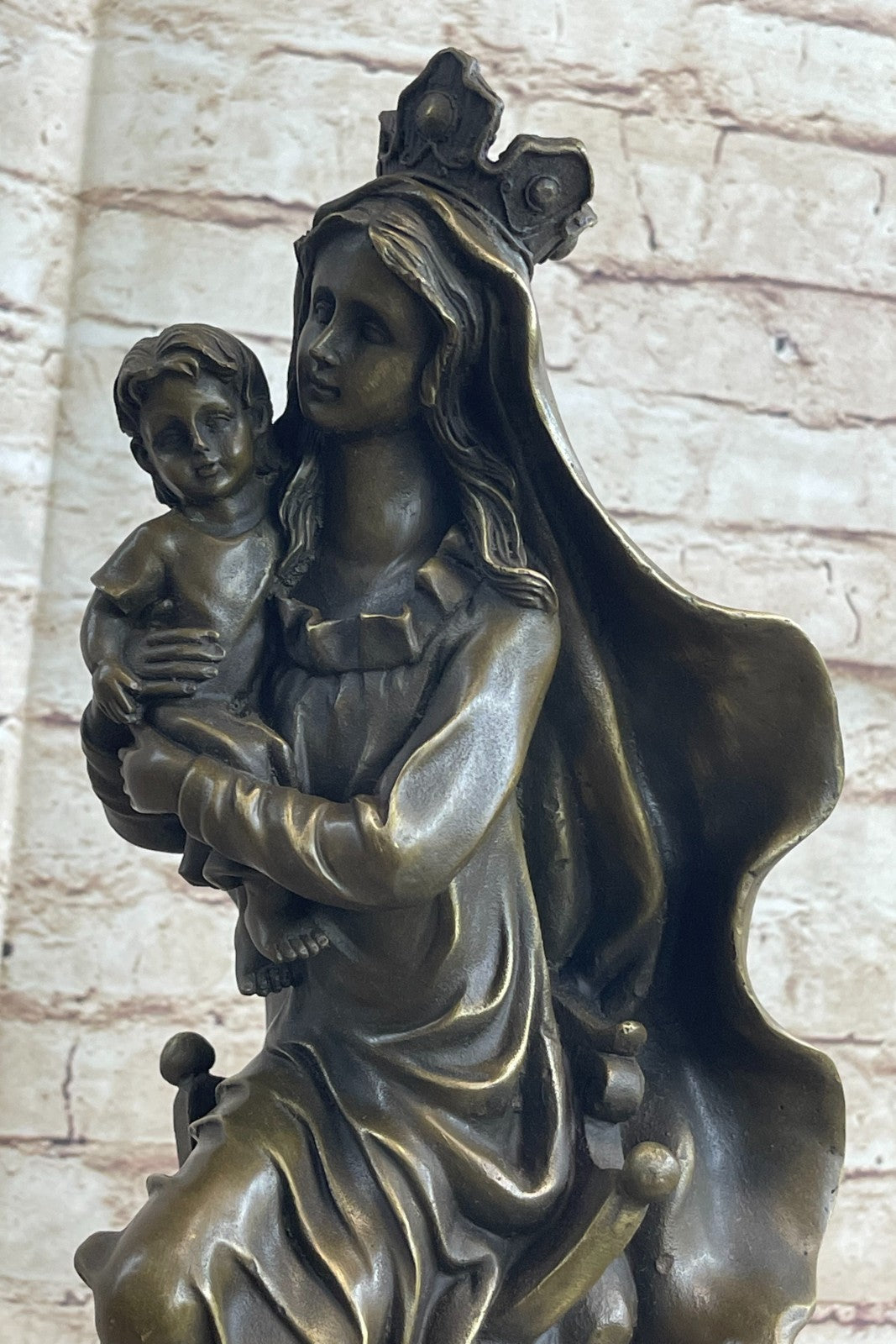 Original Signed Valli Madonna And Baby Jesus Bronze Sculpture Statue Figure NR