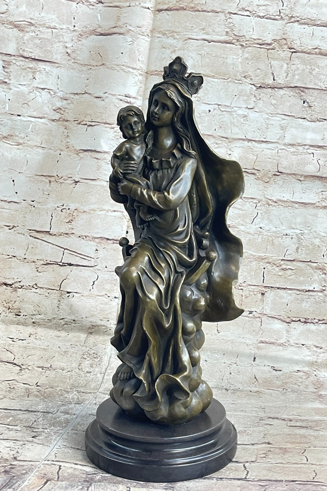 Original Signed Valli Madonna And Baby Jesus Bronze Sculpture Statue Figure NR