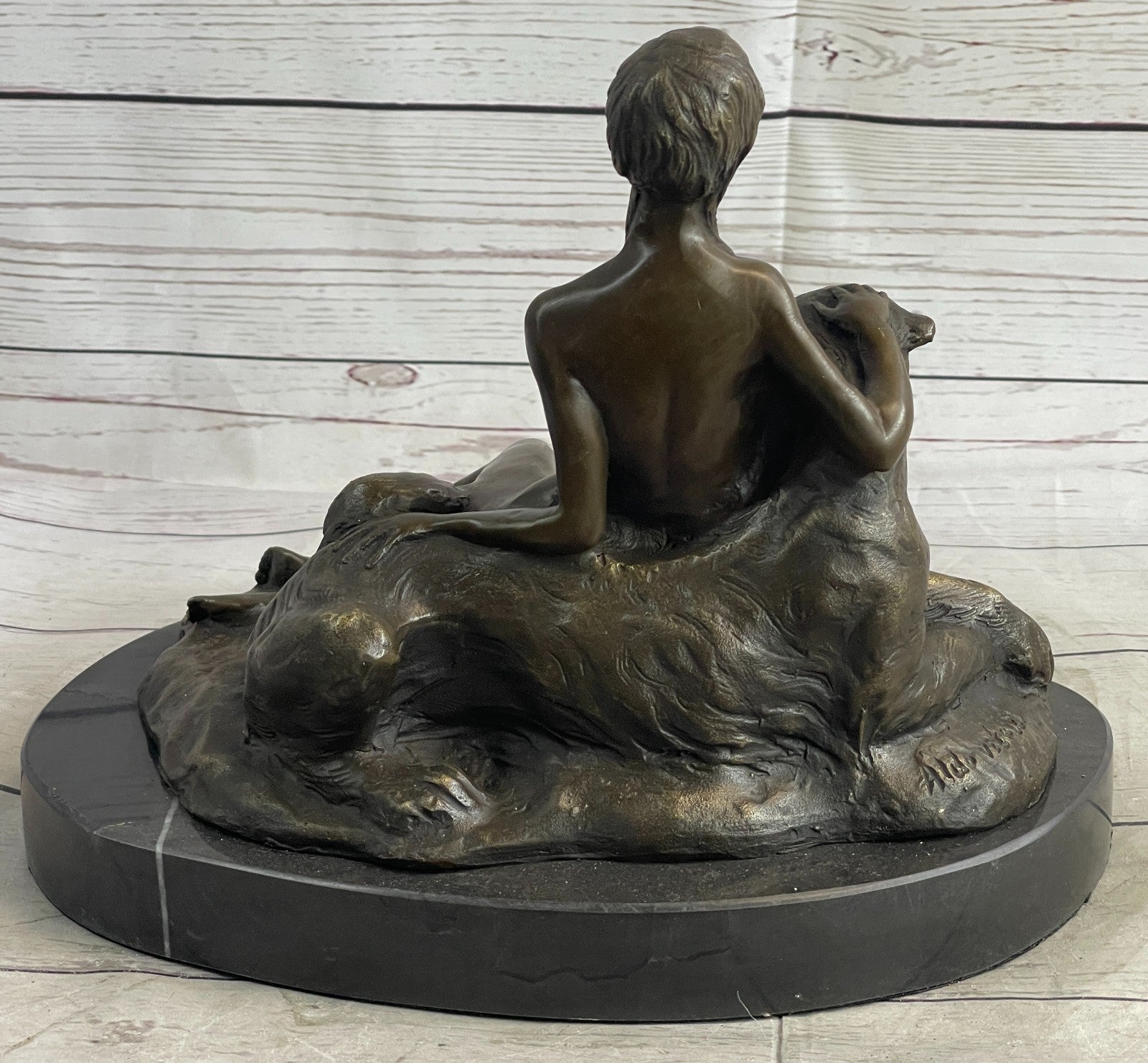 Graceful Harmony: Aldo Vitaleh Nude Woman and Panther Bronze Figurine - Collectible Art