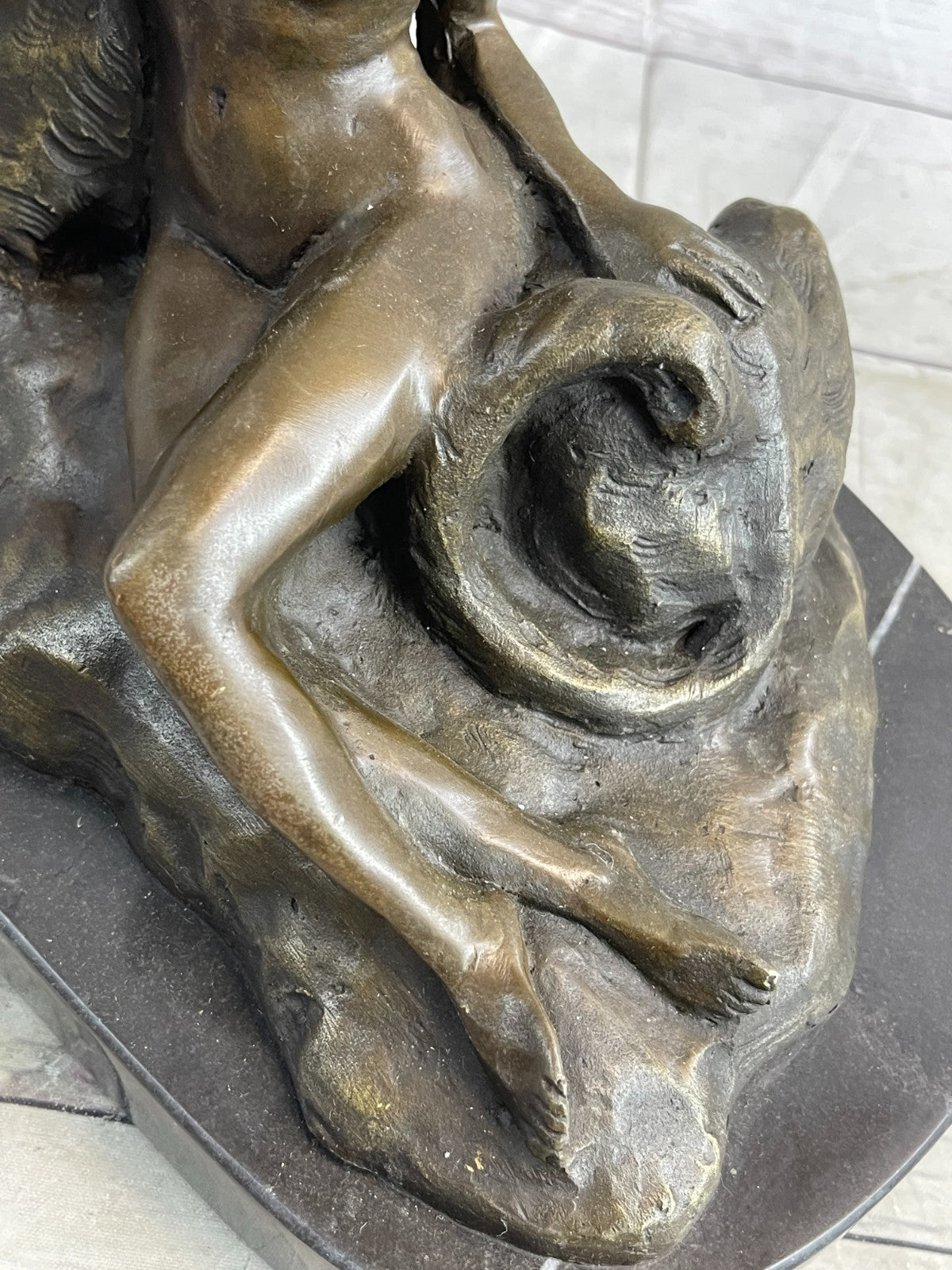 Graceful Harmony: Aldo Vitaleh Nude Woman and Panther Bronze Figurine - Collectible Art