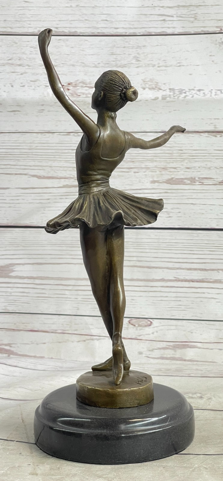 Modern Mid Century Abstract Bronze Ballerina Figure Signed Sculpture Art Dancer