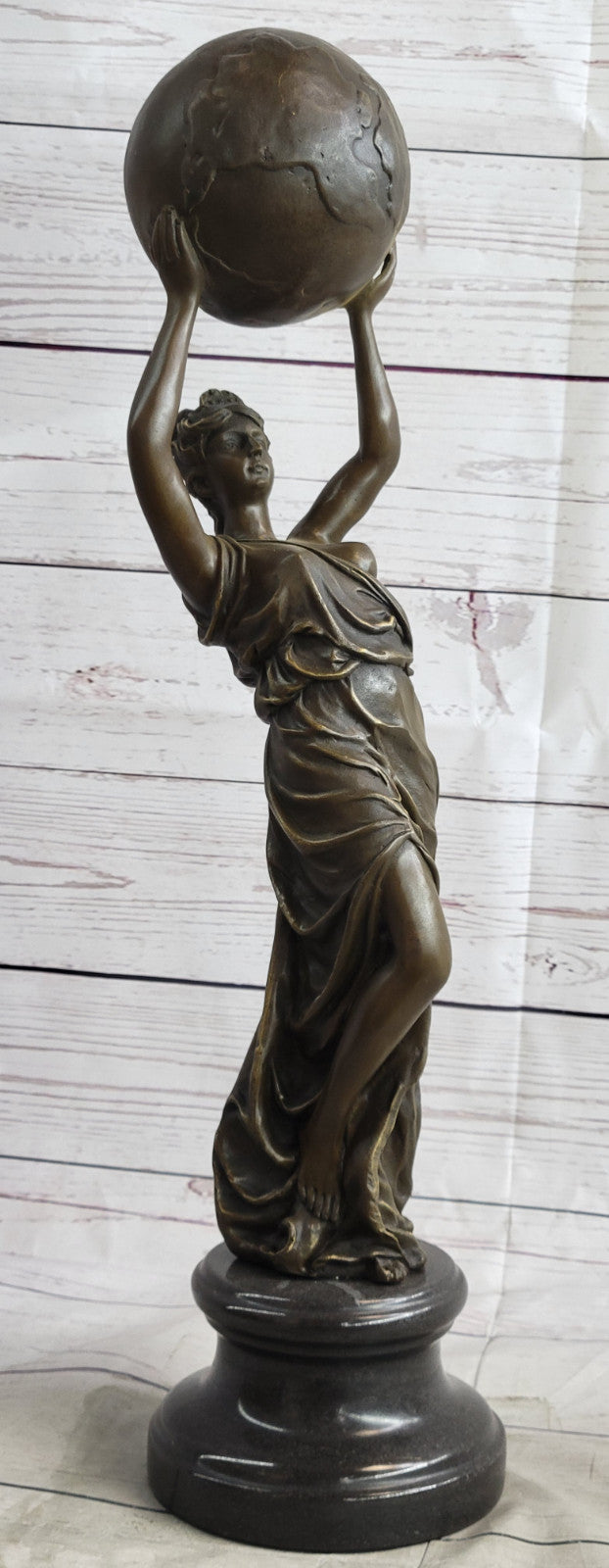 Hand Made Nude Greek Roman Maiden by French Artist Jean Patoue Bronze Statue Art