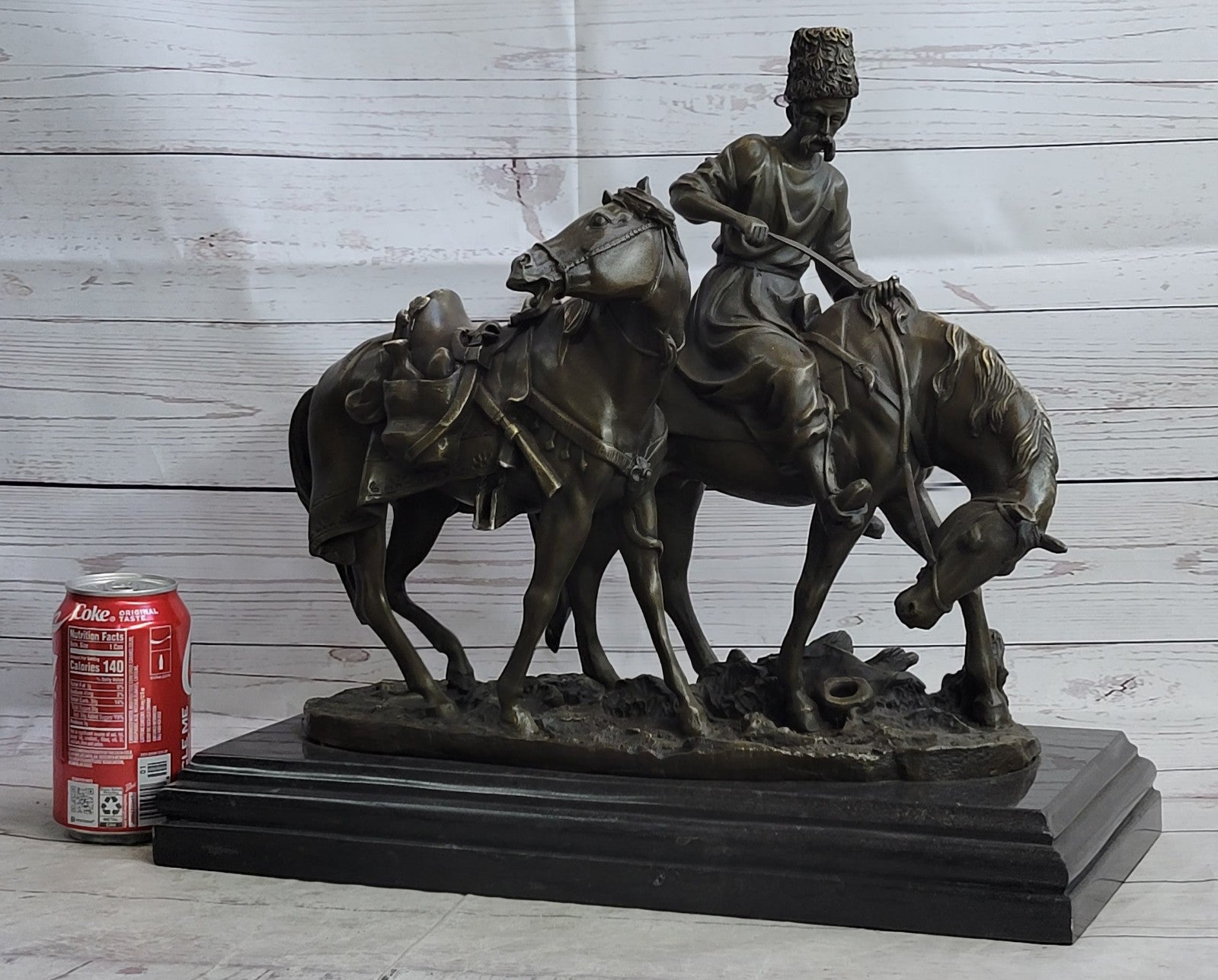 Brave Encounter: Russian Artist Lanceray`s Zaporozhian Cossack - Bronze Figurine Statue