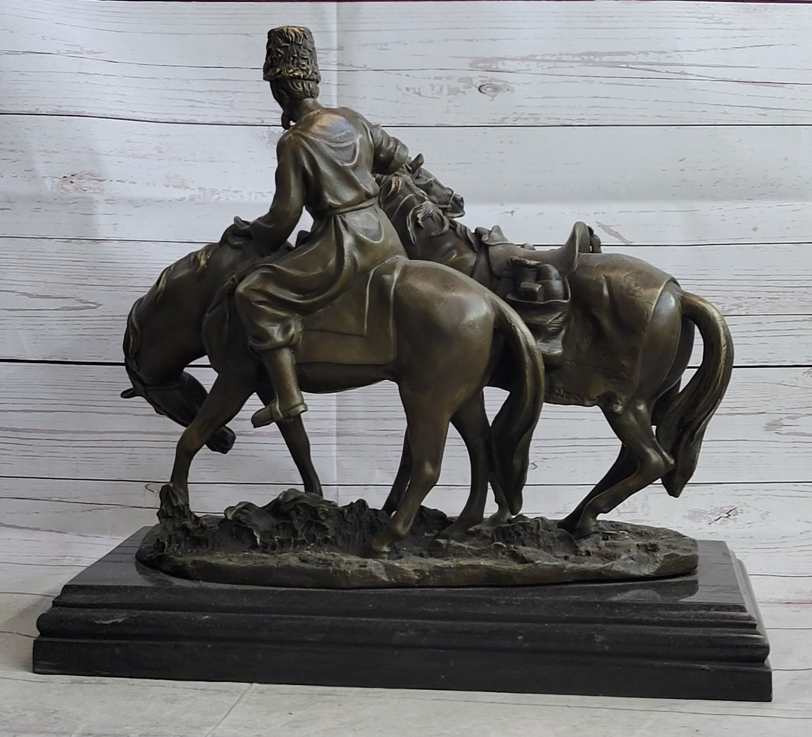Brave Encounter: Russian Artist Lanceray`s Zaporozhian Cossack - Bronze Figurine Statue