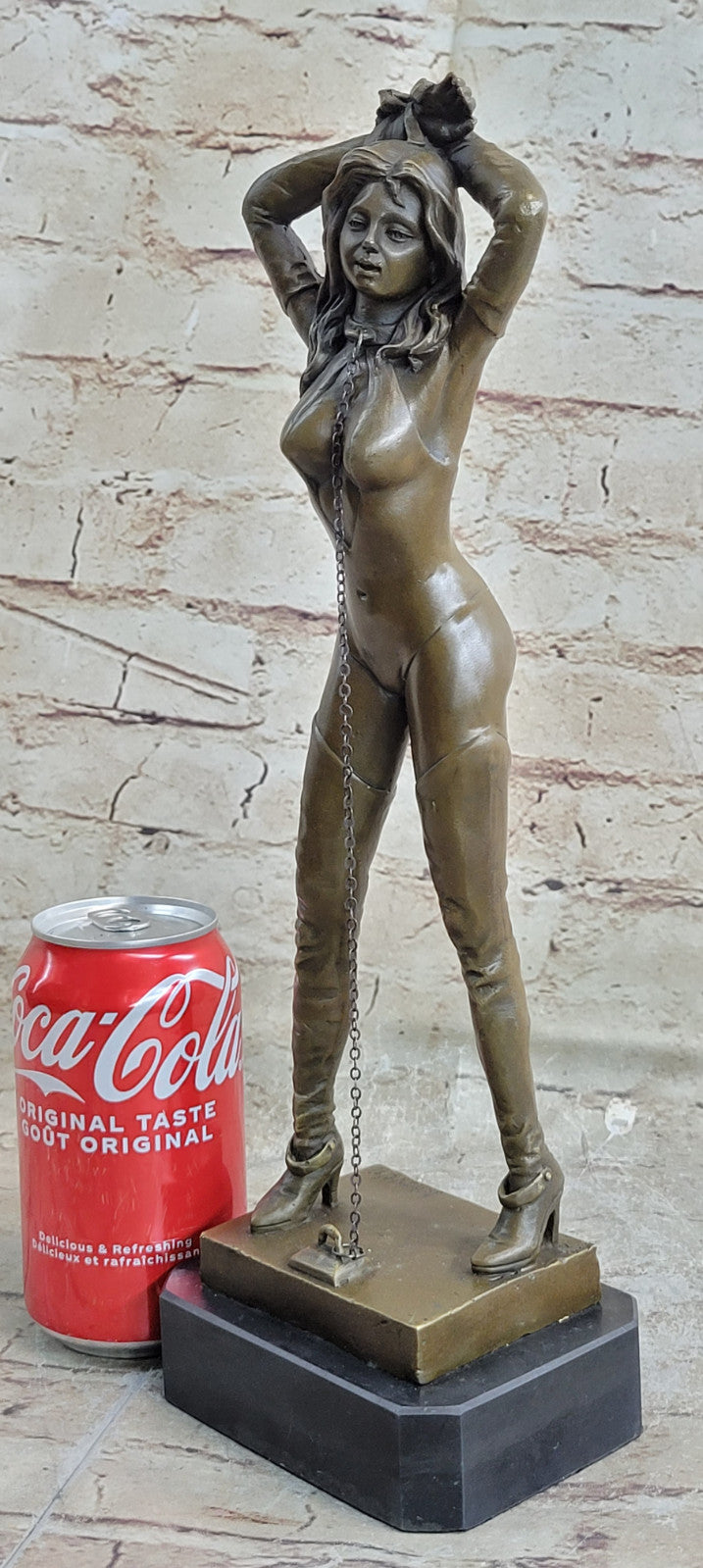 Art Deco Nude Bondage Girl Bronze Masterpiece by Preiss Marble Base Figurine