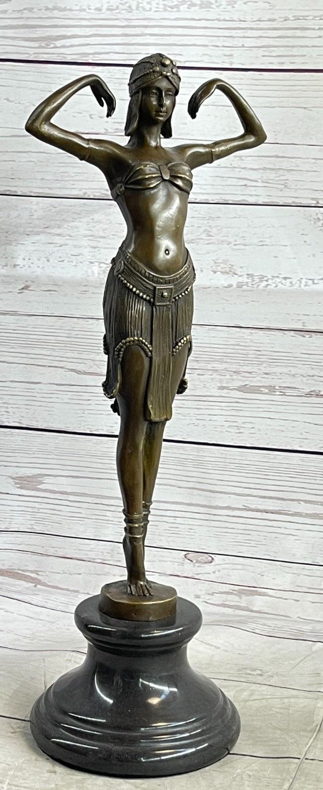 Art Deco Classic Semi Nude Dancer by Romanian Artist Chiparus Bronze Sculpture