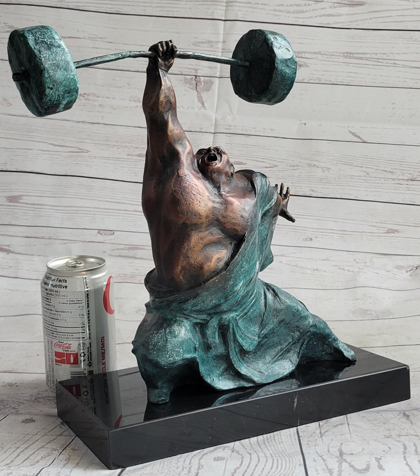 Handcrafted Detailed Weightlifters by French Artisan Milo Bronze Sculpture Decor