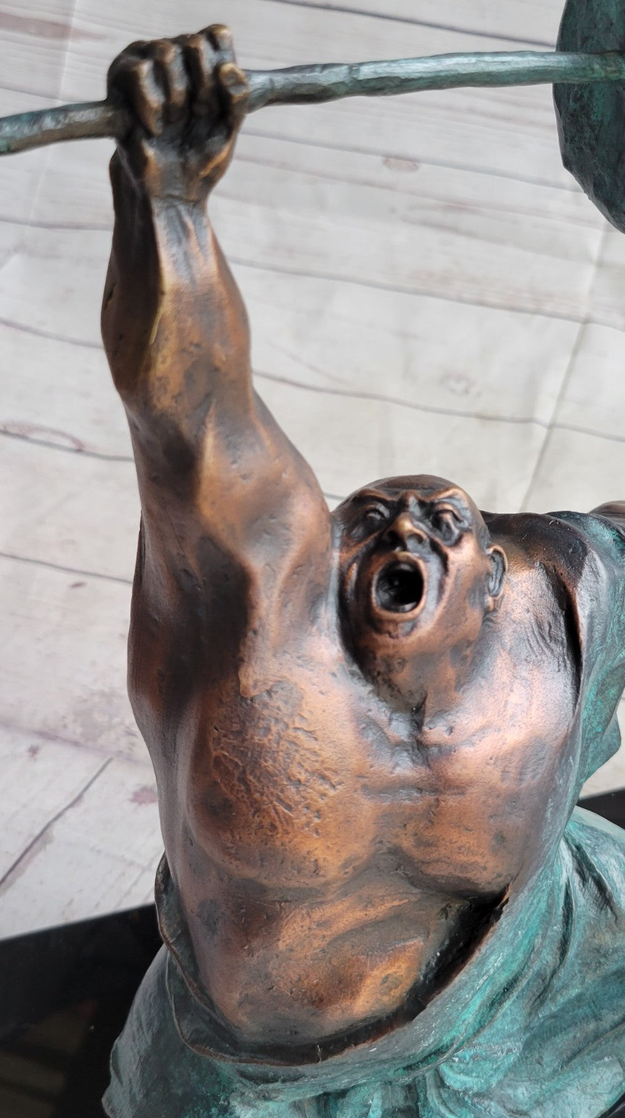 Handcrafted Detailed Weightlifters by French Artisan Milo Bronze Sculpture Decor