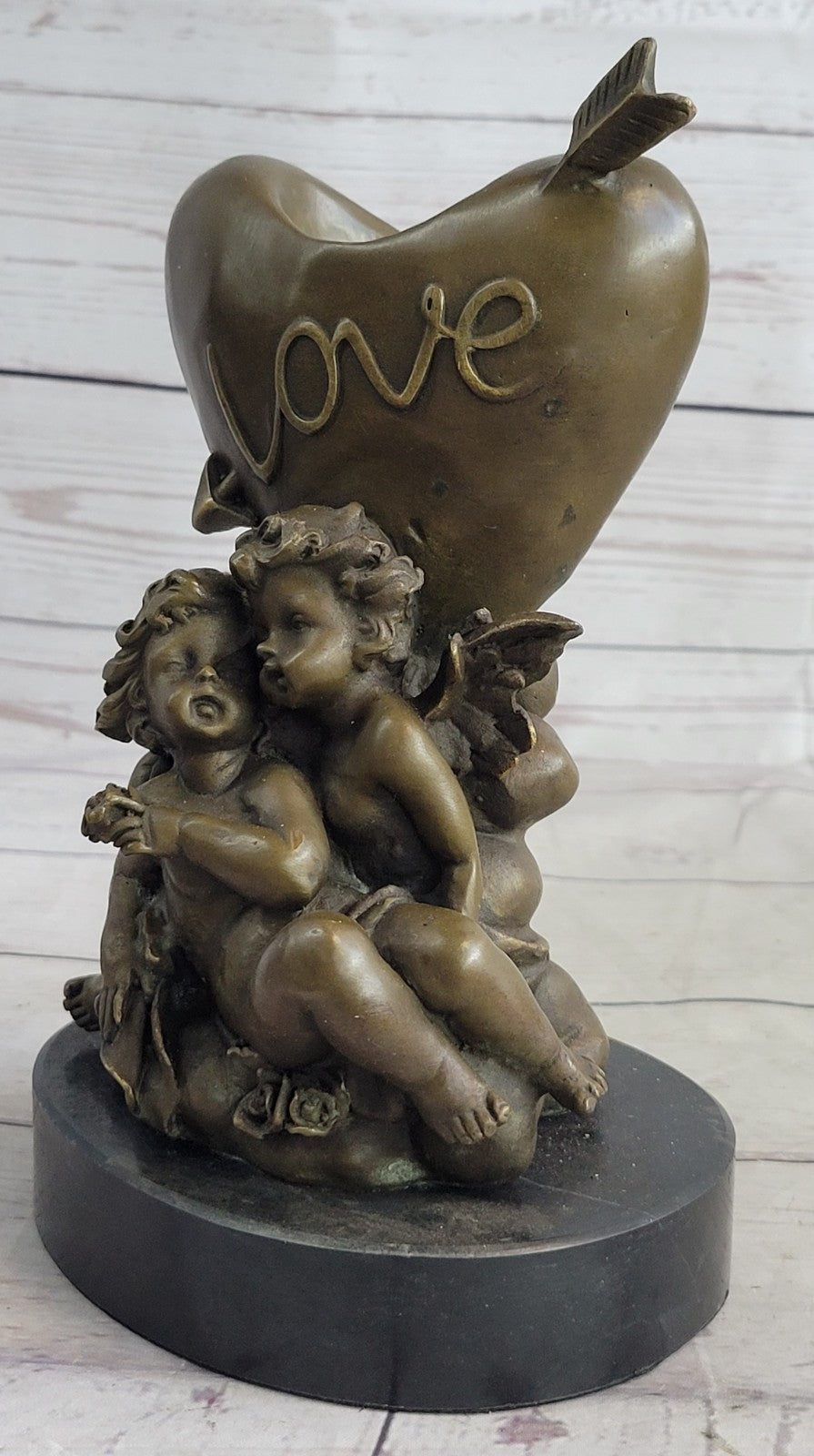 Handcrafted Detailed Candle Stick Love Lovers Candleholder Bronze Sculpture