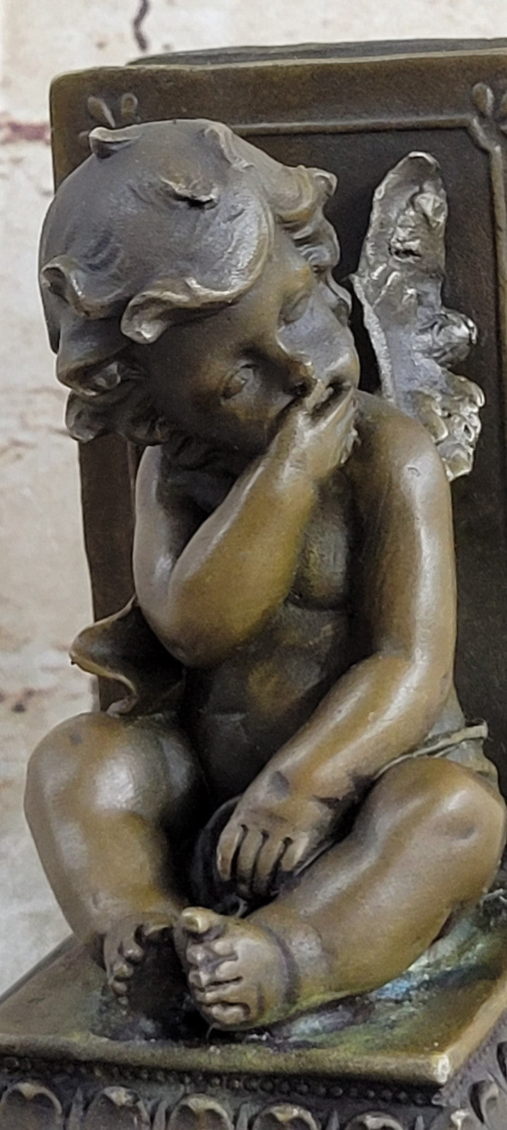 Art Deco Hot Cast by Lost wax Method Angel Puti Cherubs Bronze Sculpture Marble